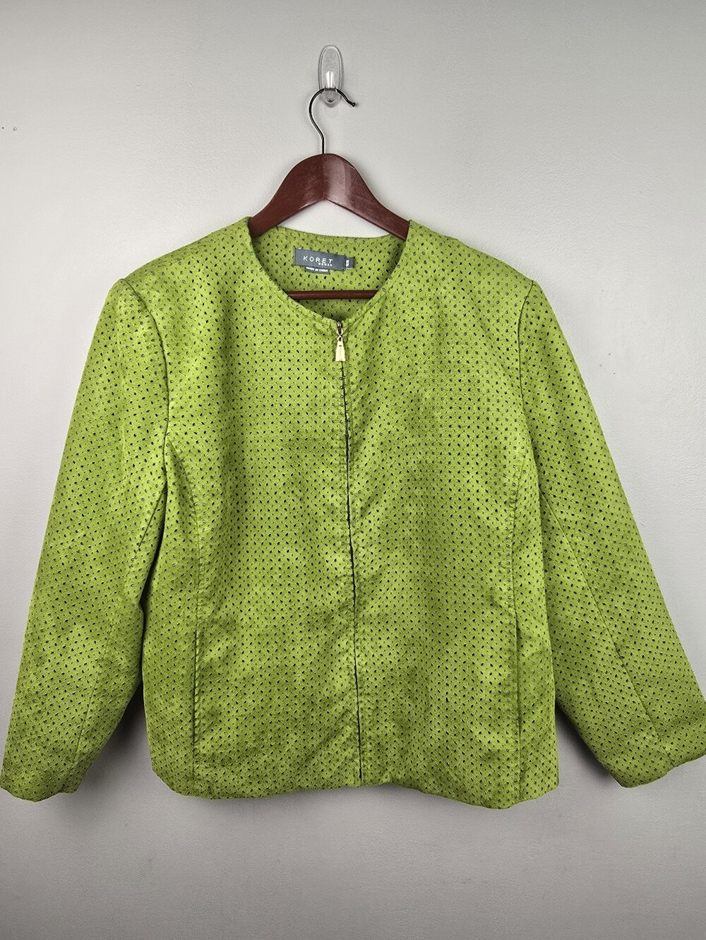 Koret Blazer Jacket Full Zip Faux Suede Green Blue Women‎ Size 16W Office Career